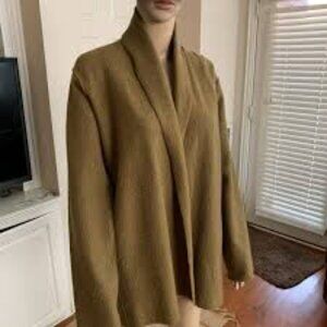 NWT Eileen Fisher BUTTERNUT Lightweight Boiled Wool High Collar Jacket